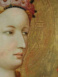 ie Beleuchtung mit diffusem Licht – hier ein Detail mit dem Gesicht der Heiligen Margarete – erweist die überlegene Technik Starninas, die in völligem Einklang mit dem Malereitraktat von Cennino Cennini steht.