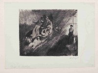Max Slevogt, Phantasie über Delacroix‘ Dantebarke, 1921, Radierung auf Büttenpapier, 33 x 44,3 cm (Blatt) 23,5 x 29,5 cm (Platte), Vorzustand; © Saarlandmuseum