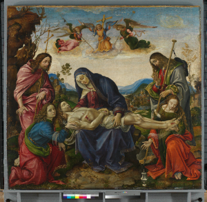 Raffaelino del Garbo „Beweinung Christi“, um 1500 vor der Restaurierung, Foto: Alte Pinakothek